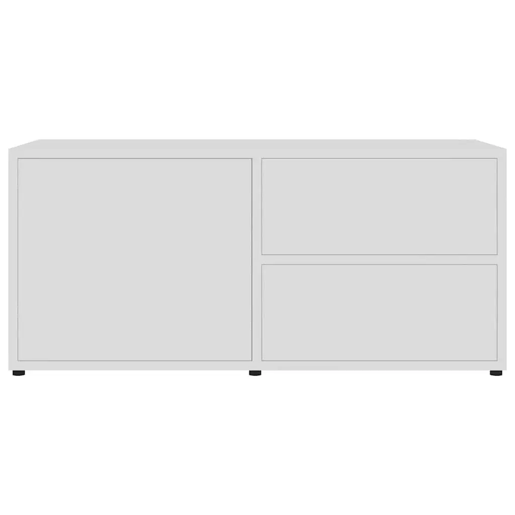 White Engineered Wood TV Cabinet with Drawers
