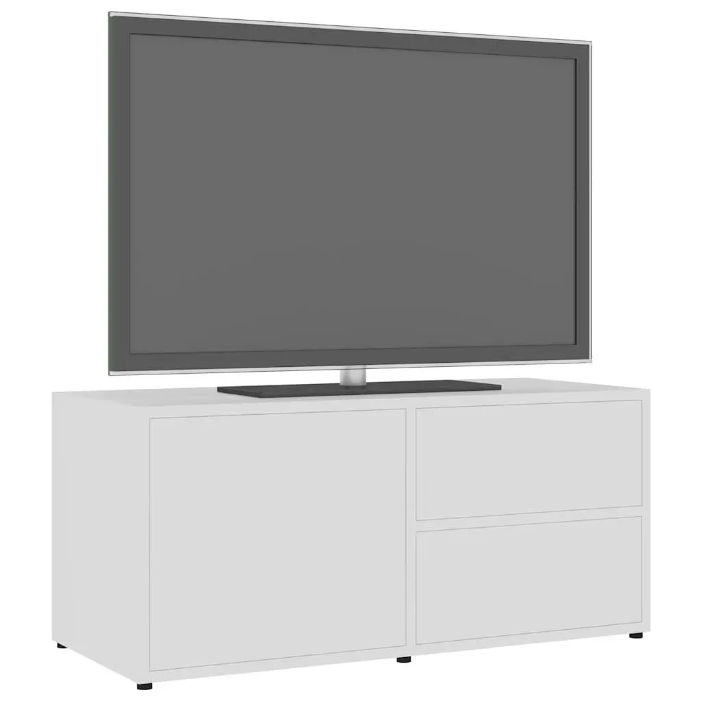 White Engineered Wood TV Cabinet with Drawers