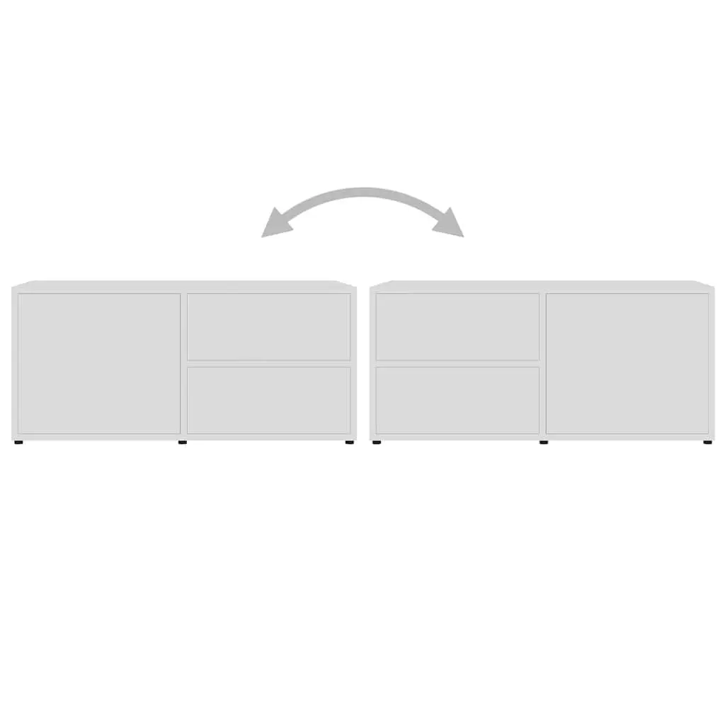 White Engineered Wood TV Cabinet with Drawers