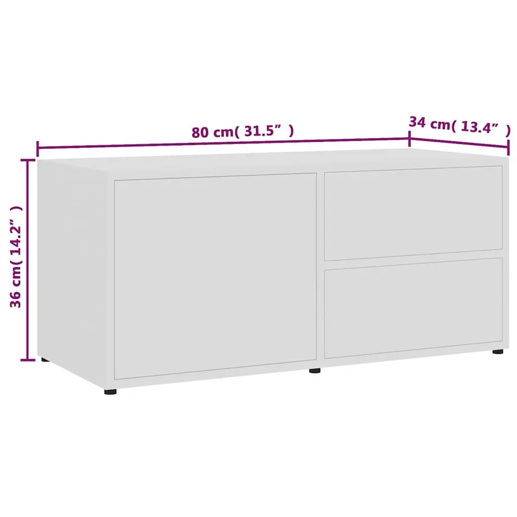 White Engineered Wood TV Cabinet with Drawers