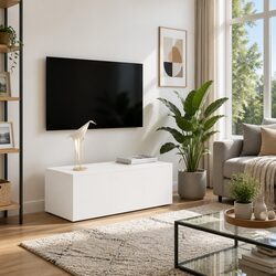 Charming White TV Cabinet with 3 Drawers for Living Room