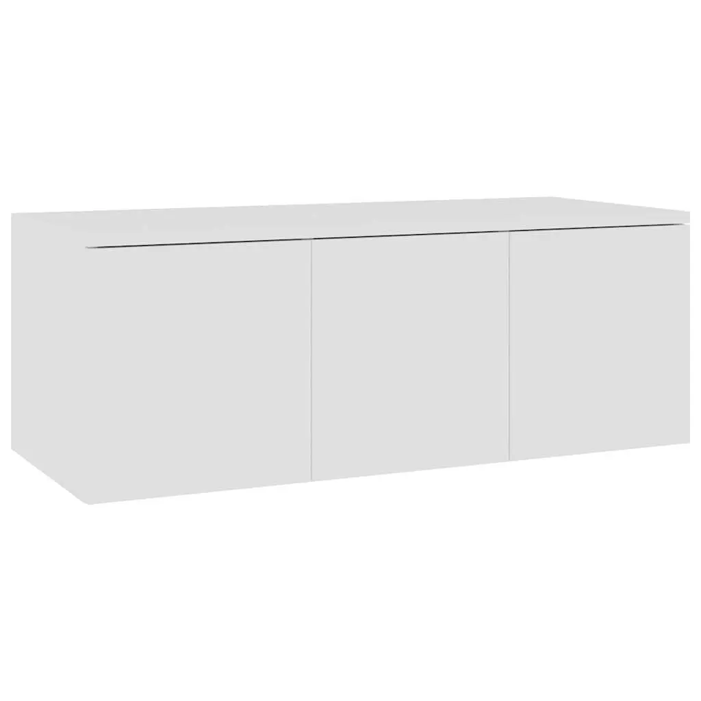 TV Cabinet White 80x34x30 cm Engineered Wood with 3 Drawers Storage Unit for Living Room