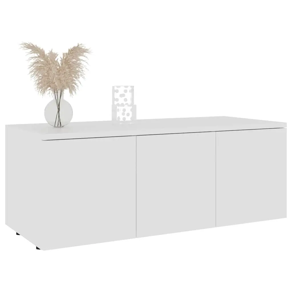 TV Cabinet White 80x34x30 cm Engineered Wood with 3 Drawers Storage Unit for Living Room