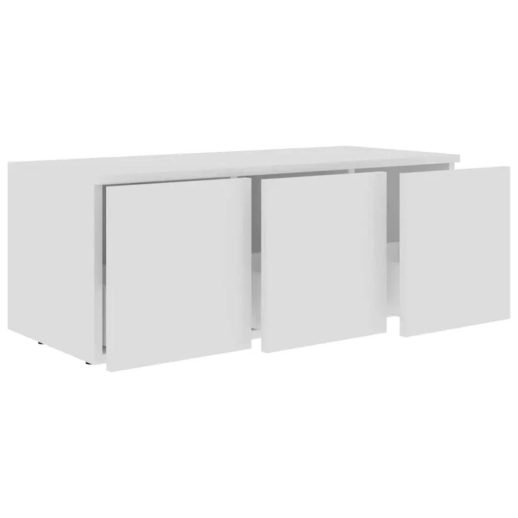 TV Cabinet White 80x34x30 cm Engineered Wood with 3 Drawers Storage Unit for Living Room
