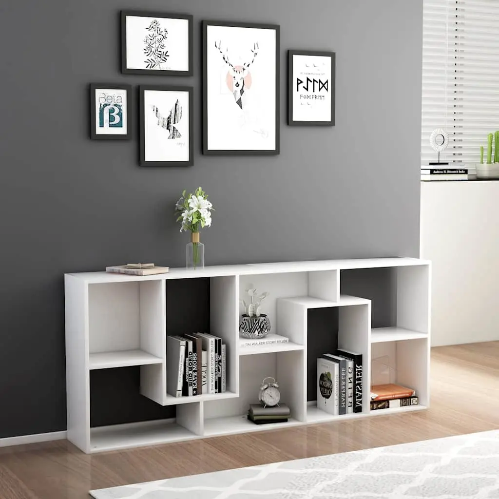 White Book Cabinet Shelving Storage Unit Engineered Wood 67x24x161 cm Organiser