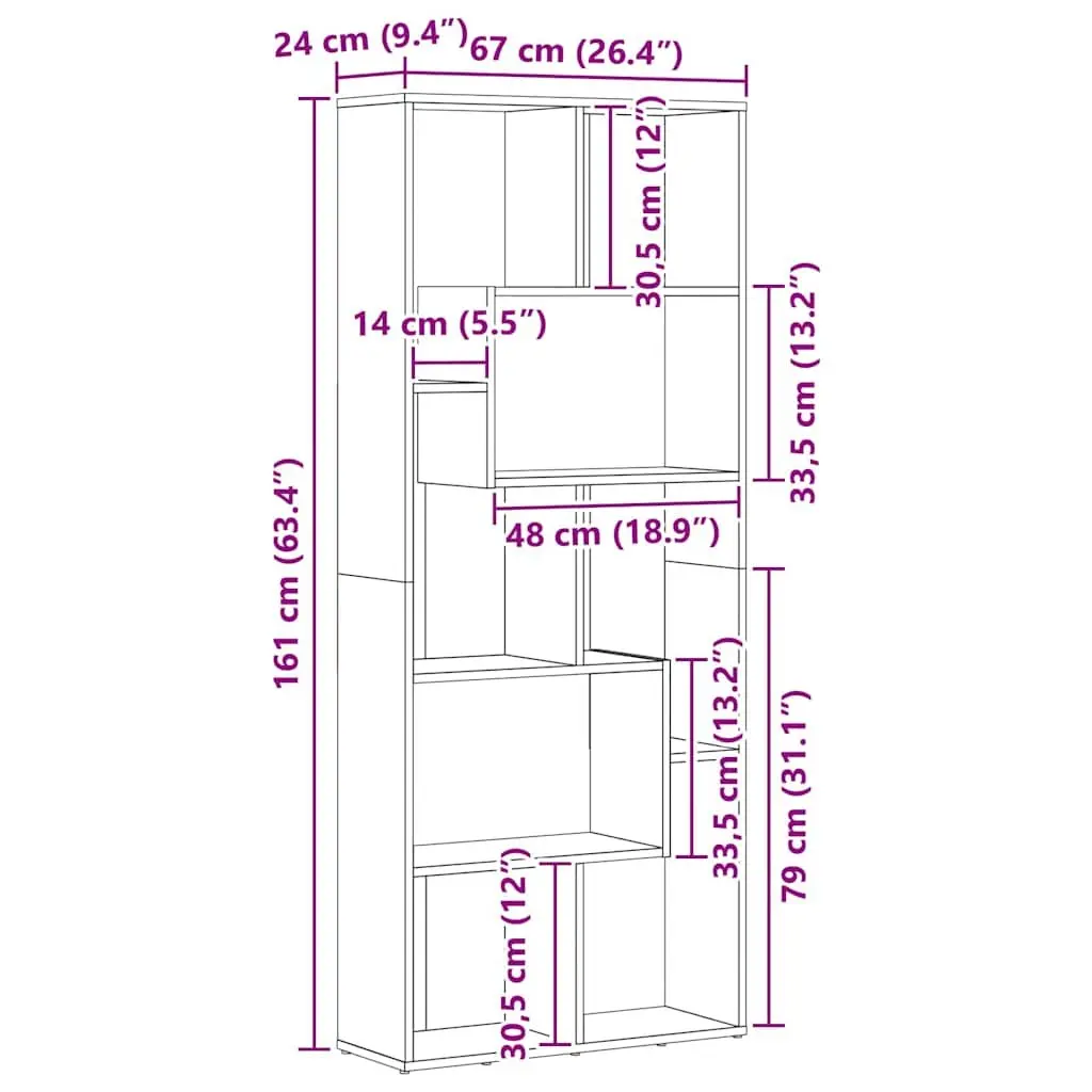 Book Cabinet Sonoma Oak Brown Engineered Wood Bookshelf Storage Shelving Unit