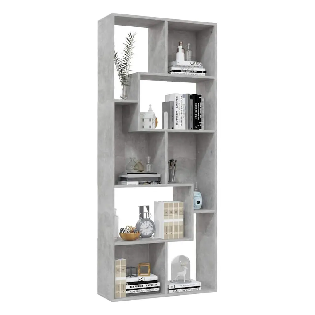 Book Cabinet Grey Engineered Wood Shelving Unit Storage Organizer 67x24x161cm