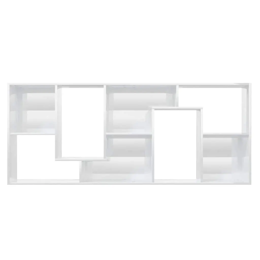 Book Cabinet High Gloss White Storage Shelving Unit Engineered Wood 67x24x161cm