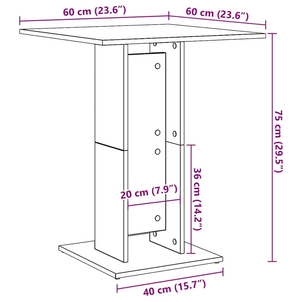 White Bistro Table for Dining Room 60x60x75 cm