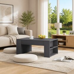 Elegant Grey Engineered Wood Coffee Table for Living Rooms