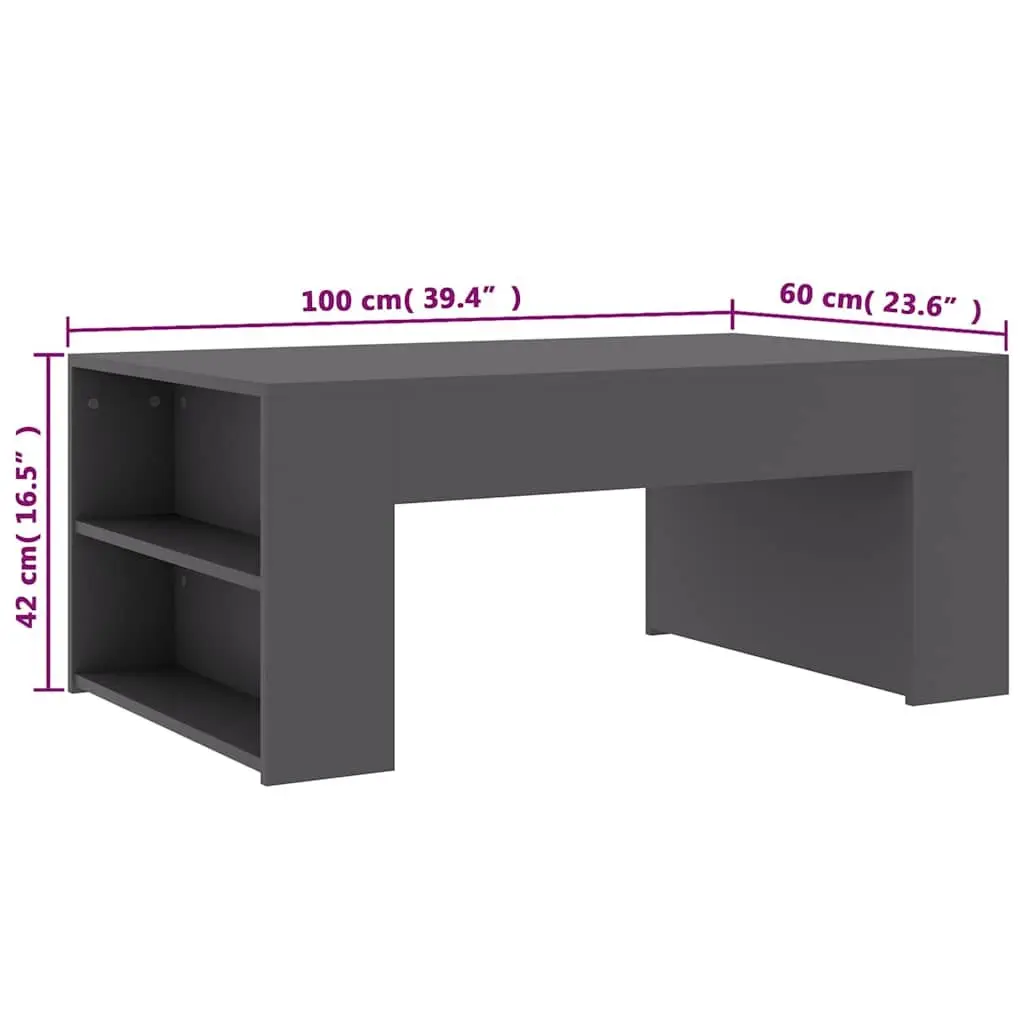 Coffee Table Grey Engineered Wood 100x60x42cm