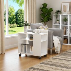 White End Table with Wheels 70x35x55 cm for Living Spaces