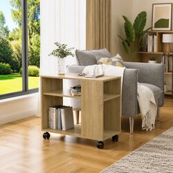 Charming End Table on Wheels for Living Room Comfort