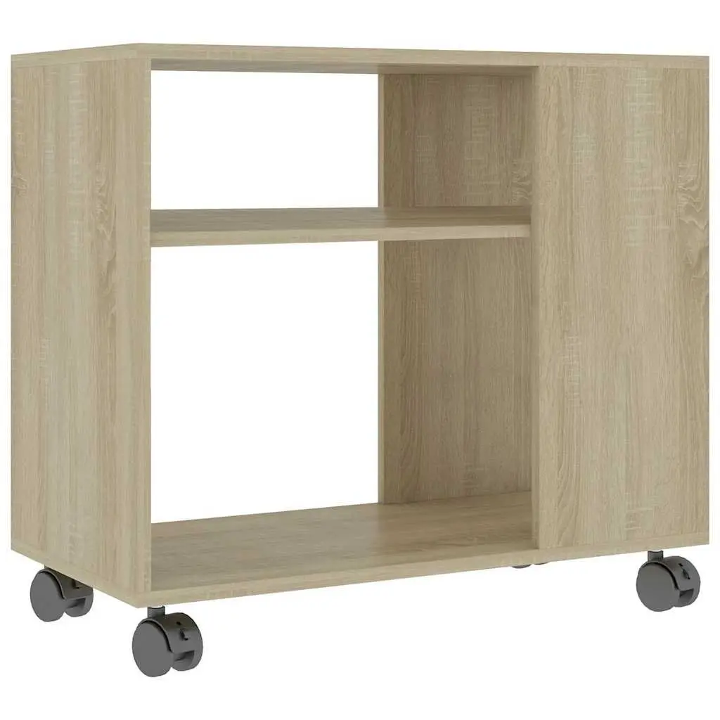 End Table with Wheels Engineered Wood Accent Side Table Living Room Furniture