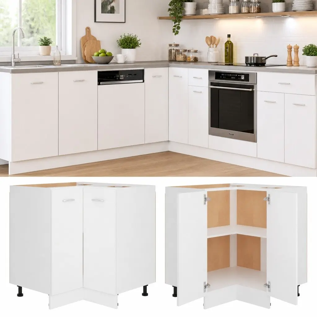 Corner Cabinet Kitchen Storage Engineered Wood White 75.5x75.5x81.5cm