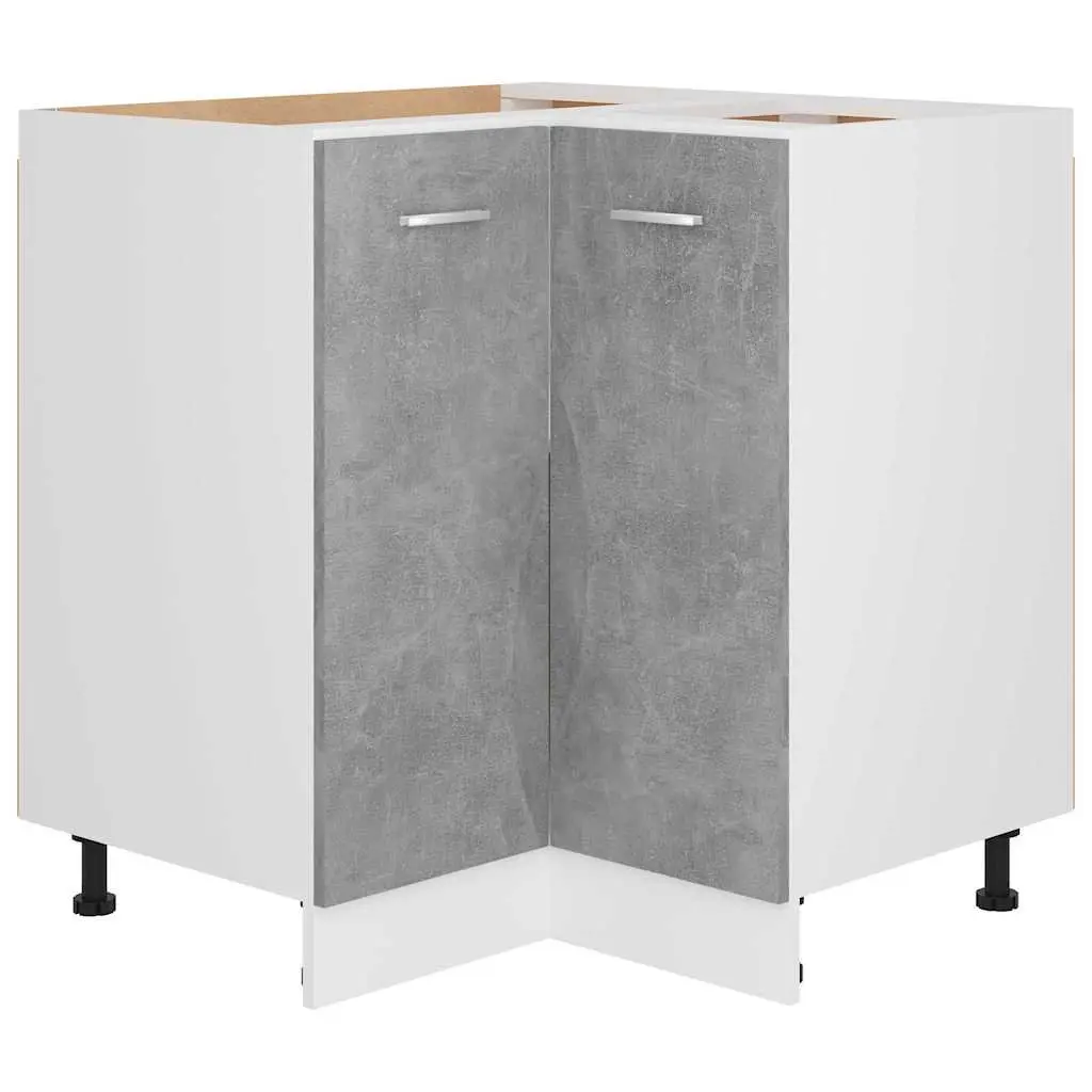 Grey Storage Unit Corner Bottom Kitchen Cabinet with Shelves