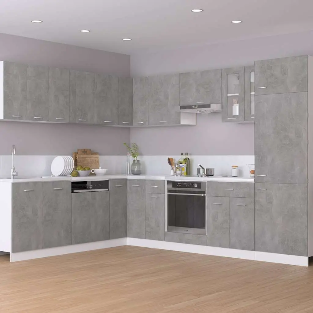Grey Storage Unit Corner Bottom Kitchen Cabinet with Shelves
