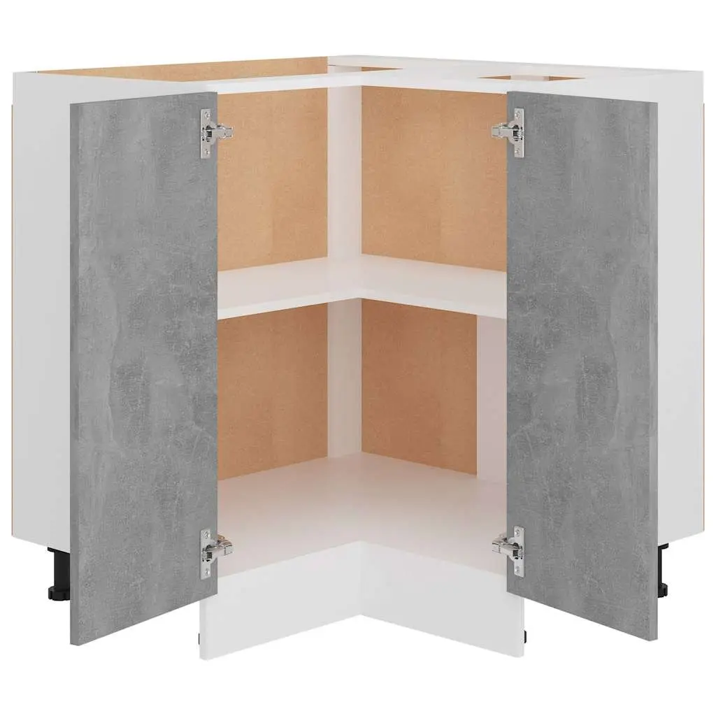 Grey Storage Unit Corner Bottom Kitchen Cabinet with Shelves