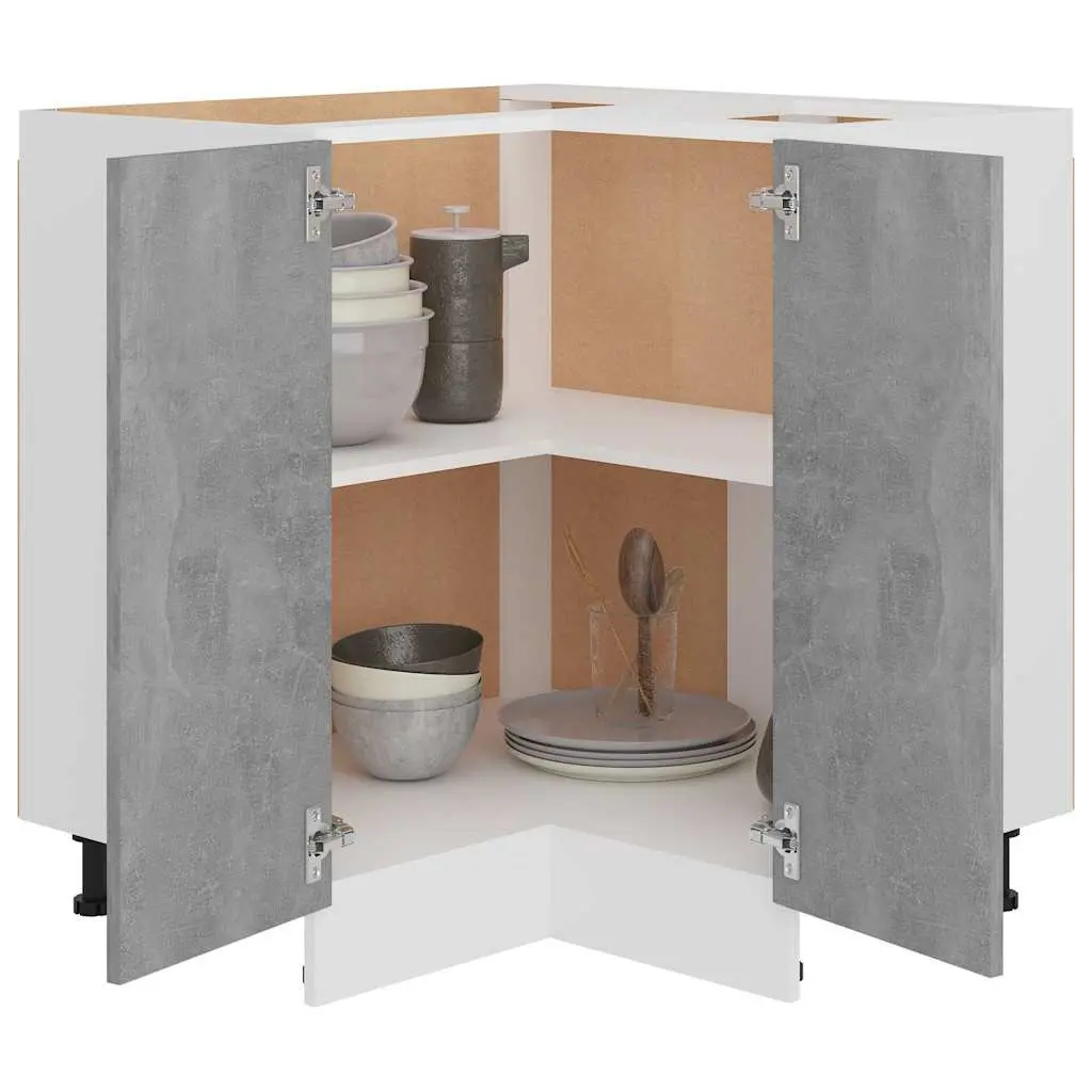 Grey Storage Unit Corner Bottom Kitchen Cabinet with Shelves