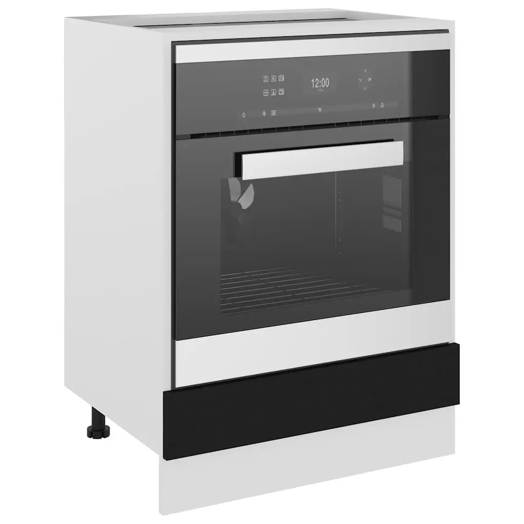 Black Oven Cabinet for Kitchen Storage 60x46x81.5cm