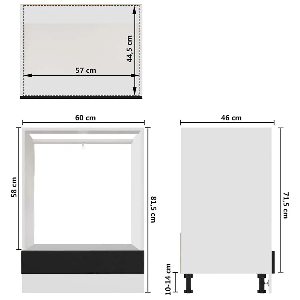 Black Oven Cabinet for Kitchen Storage 60x46x81.5cm
