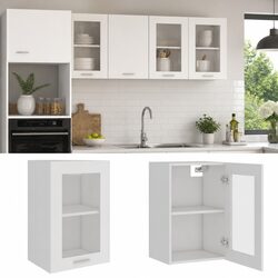 Charming White Hanging Glass Cabinet for Kitchen Storage