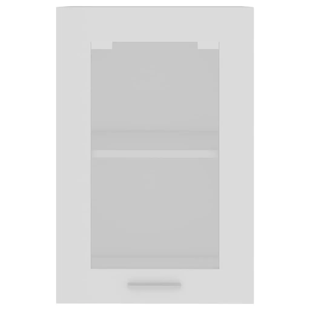 Hanging Glass Kitchen Cabinet White Storage Shelves Door Organizer Engineered Wood 40 x 31 x 60 cm