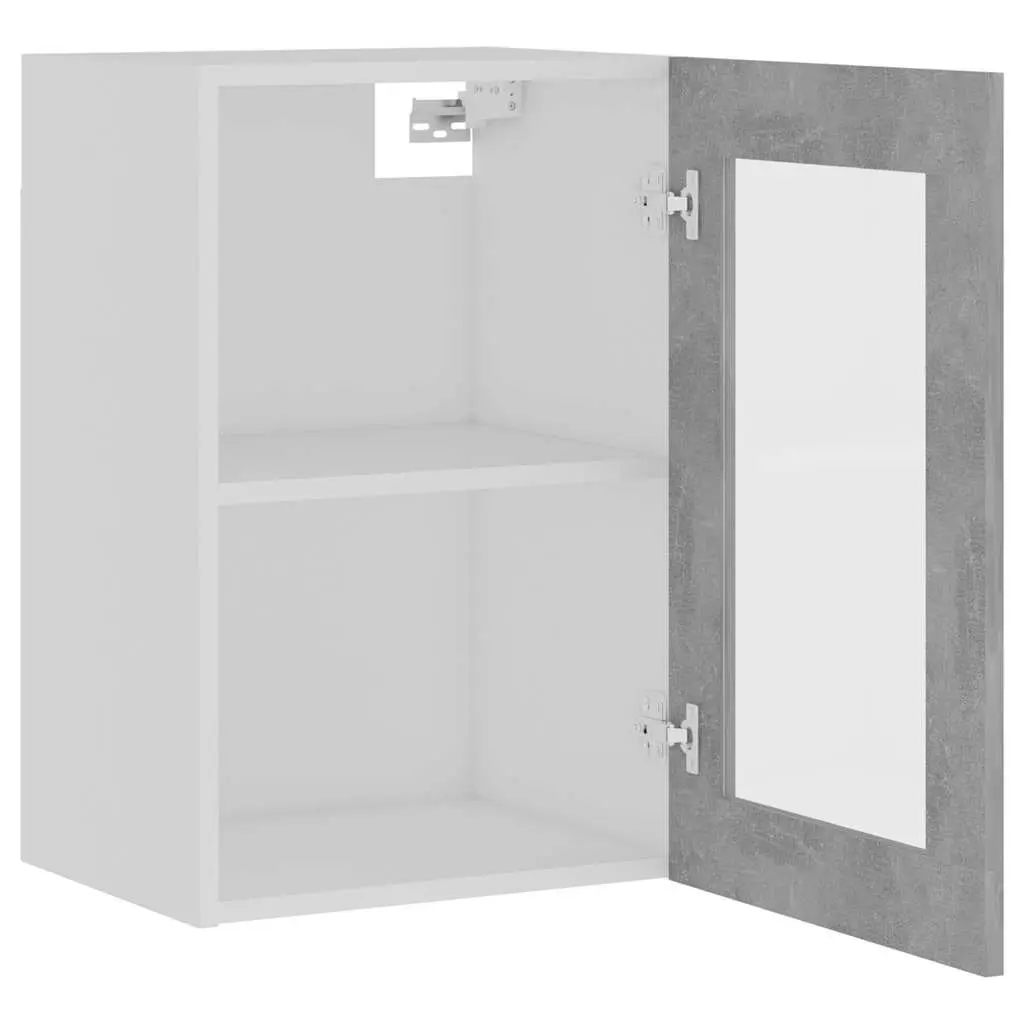 Hanging Glass Kitchen Cabinet Grey 40x31x60cm Engineered Wood