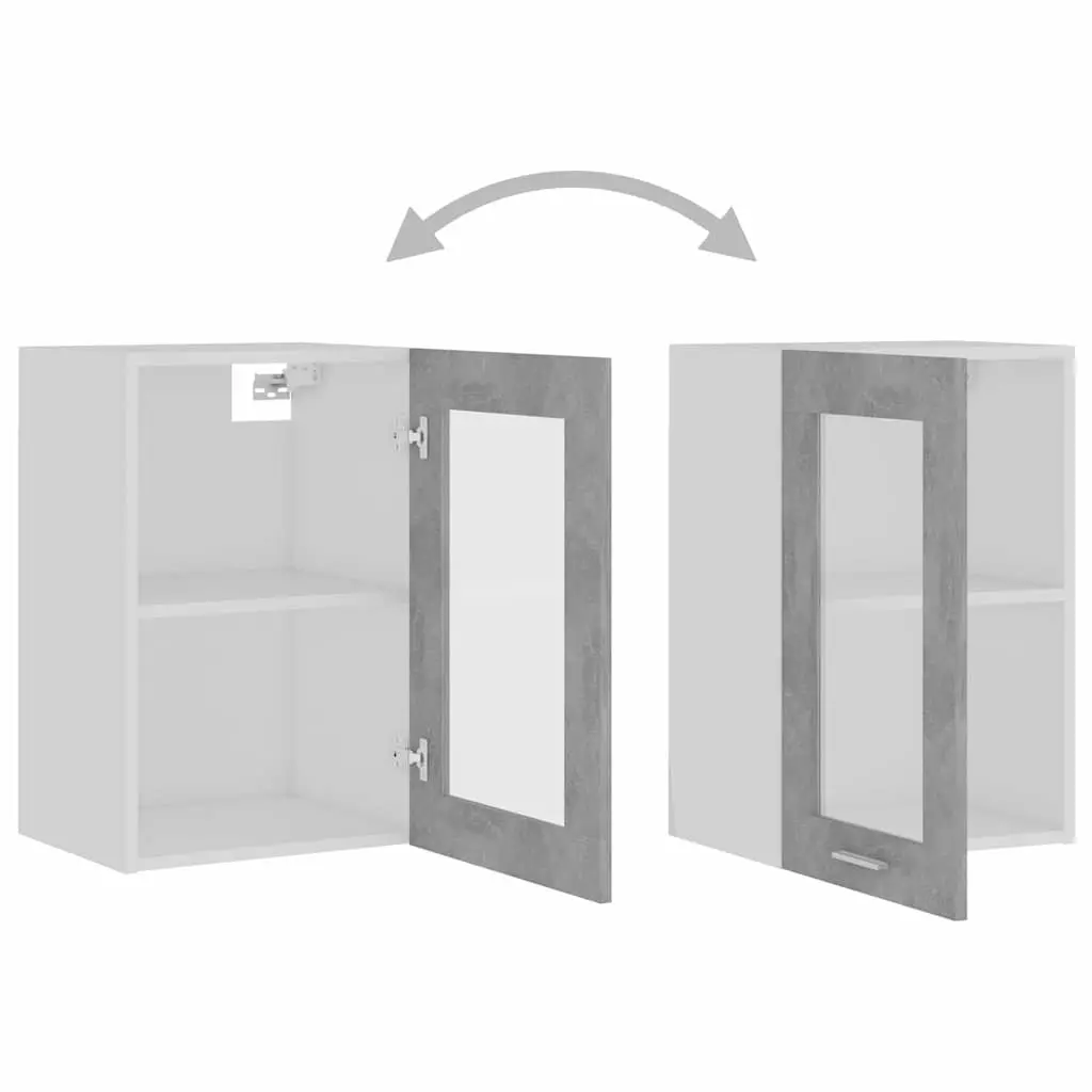 Hanging Glass Kitchen Cabinet Grey 40x31x60cm Engineered Wood