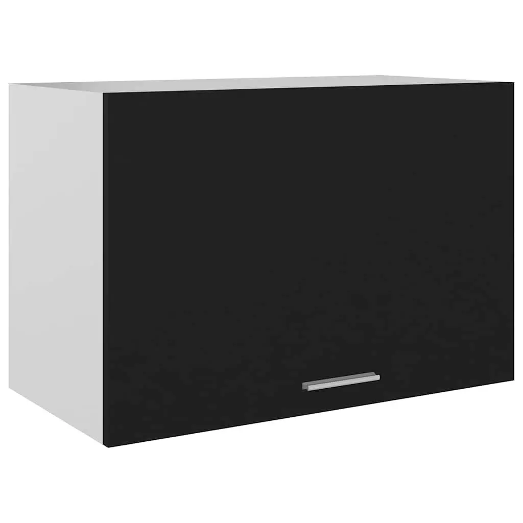 Hanging Kitchen Cabinet Black Engineered Wood Flip-Up Door Space-Saving Storage 60x31x40 cm