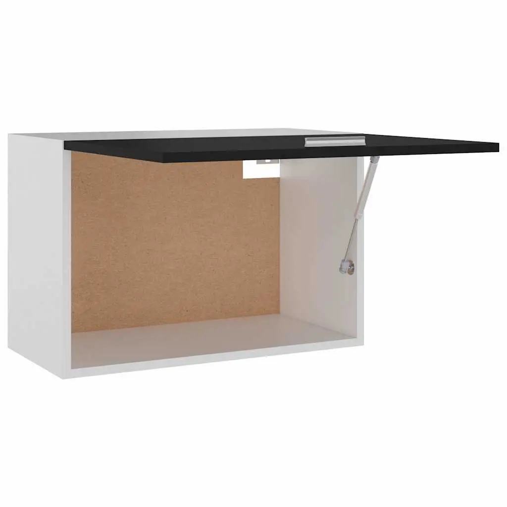 Hanging Kitchen Cabinet Black Engineered Wood Flip-Up Door Space-Saving Storage 60x31x40 cm