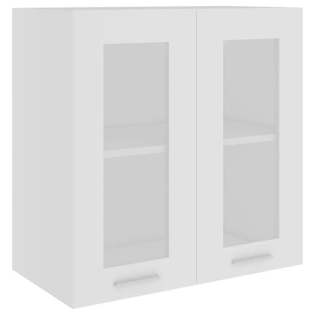 White Hanging Glass Cabinet for Kitchen Storage 60x31x60cm