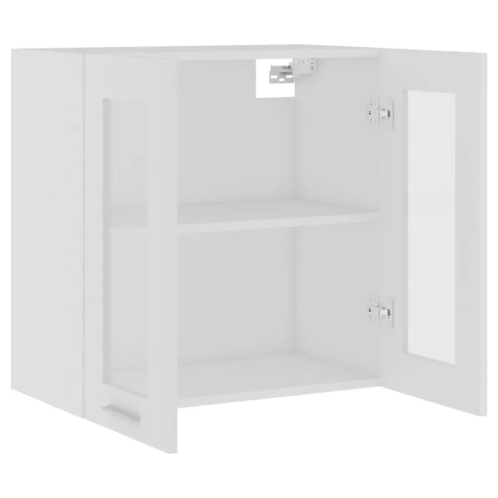 White Hanging Glass Cabinet for Kitchen Storage 60x31x60cm