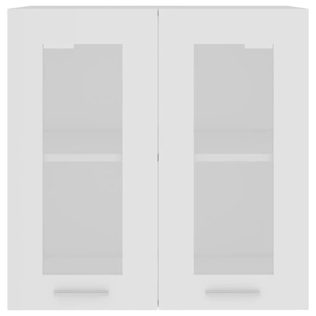 White Hanging Glass Cabinet for Kitchen Storage 60x31x60cm