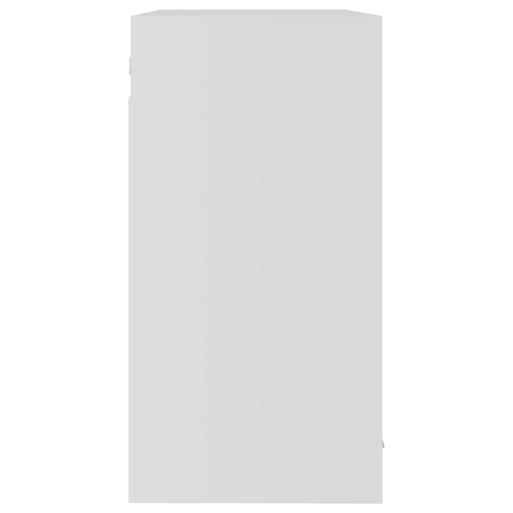 White Engineered Wood Hanging Glass Cabinet with Shelves