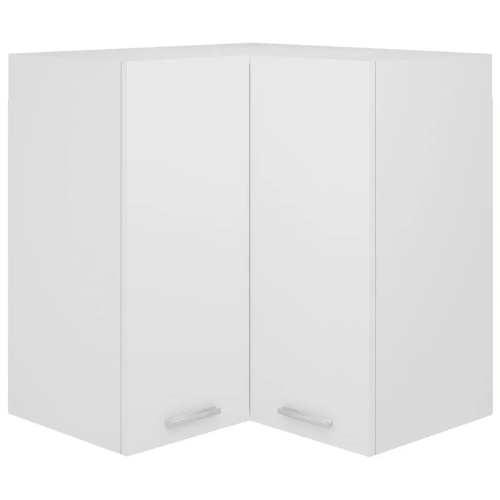 Hanging Corner Kitchen Cabinet White Two Shelves Engineered Wood