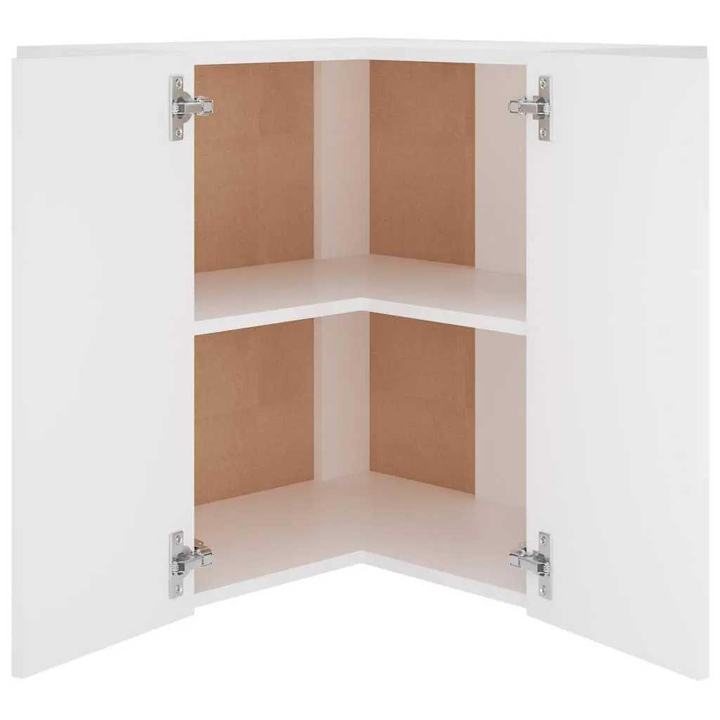 Hanging Corner Kitchen Cabinet White Two Shelves Engineered Wood