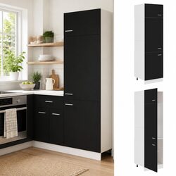 Black Kitchen Refrigerator Cabinet with 4 Shelves
