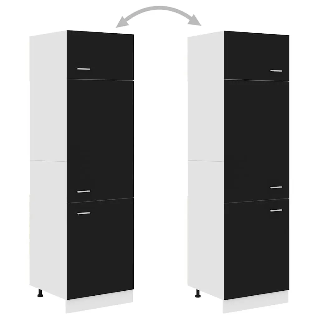 Black Kitchen Refrigerator Cabinet with 4 Shelves