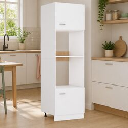 Warm White Microwave Kitchen Cabinet with 4 Shelves