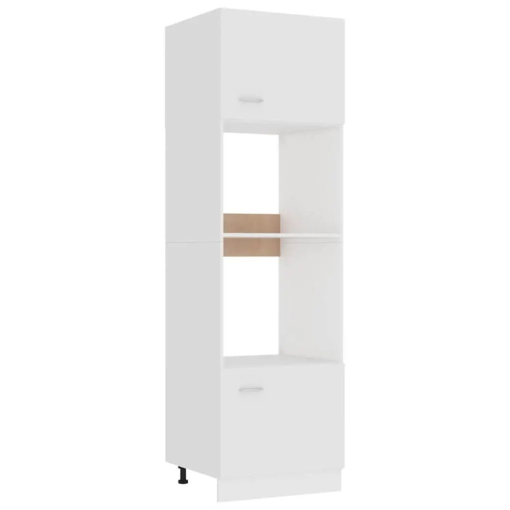 Microwave Cabinet White 60x57x207cm Engineered Wood Kitchen Storage Cupboard 4 Shelves 2 Doors