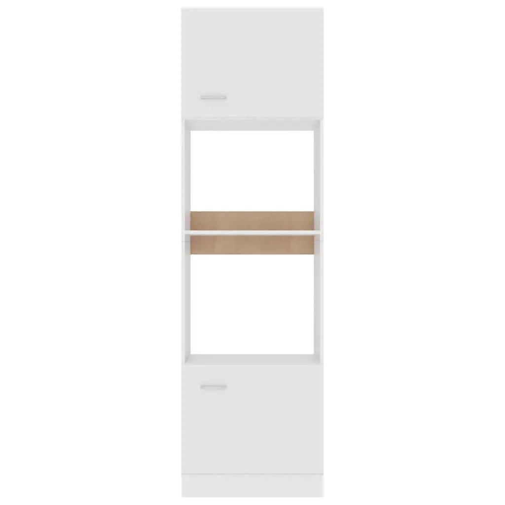 Microwave Cabinet White 60x57x207cm Engineered Wood Kitchen Storage Cupboard 4 Shelves 2 Doors