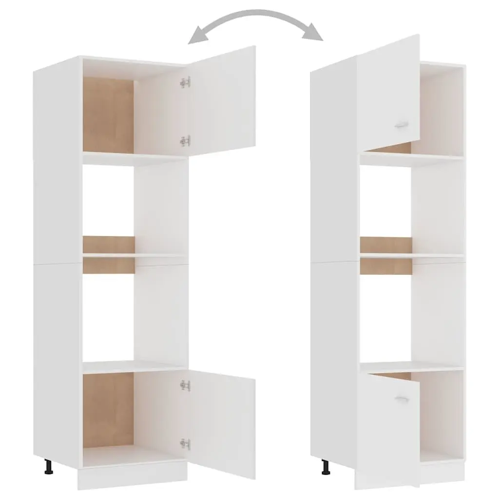 Microwave Cabinet White 60x57x207cm Engineered Wood Kitchen Storage Cupboard 4 Shelves 2 Doors