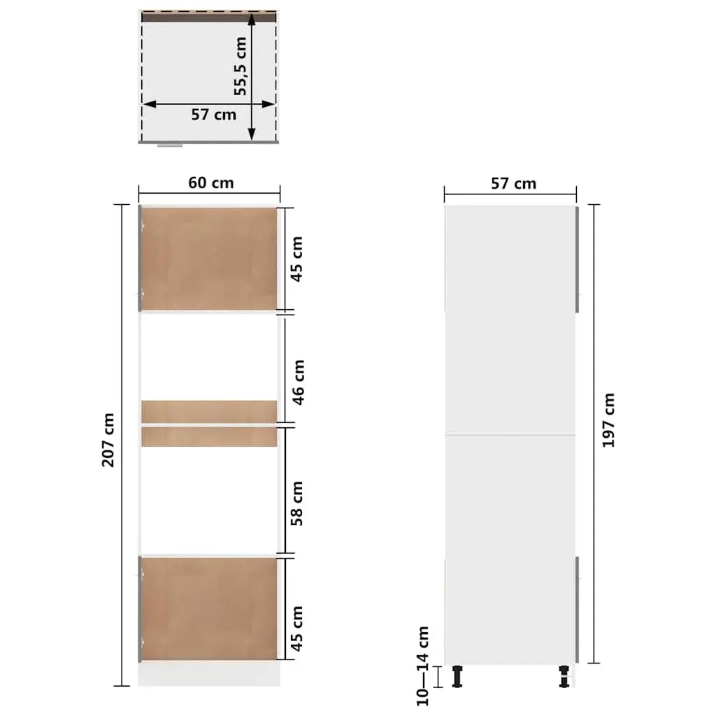Microwave Cabinet White 60x57x207cm Engineered Wood Kitchen Storage Cupboard 4 Shelves 2 Doors