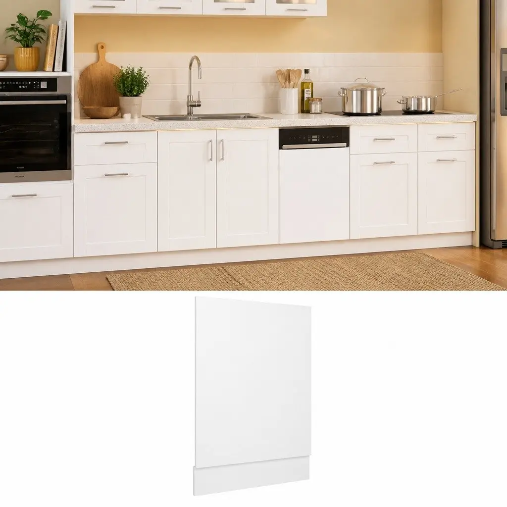 Dishwasher Front Panel White 45x3x67 cm Engineered Wood