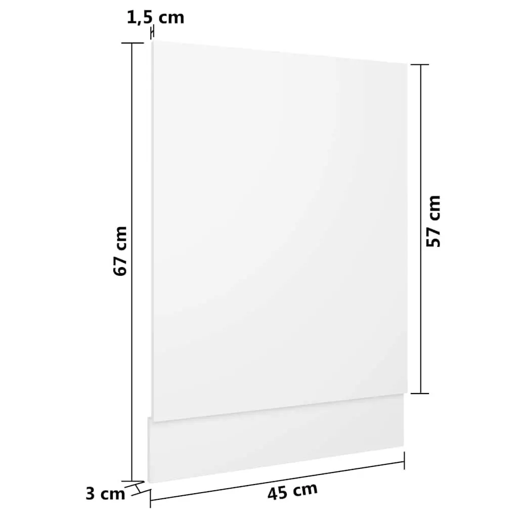 Dishwasher Front Panel White 45x3x67 cm Engineered Wood