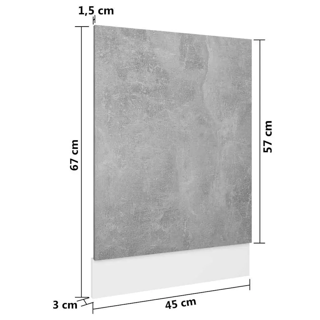 Dishwasher Panel Grey 45x3x67cm Engineered Wood