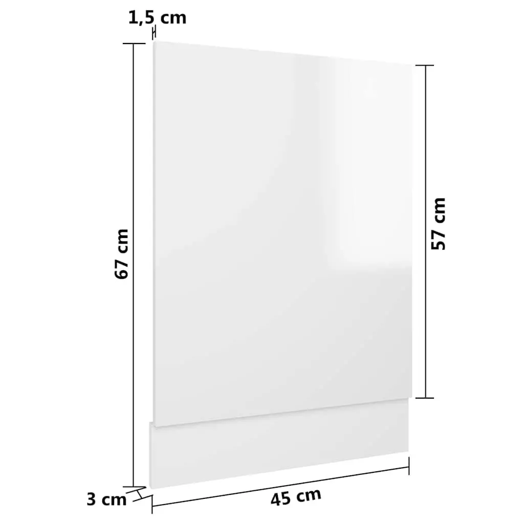 Dishwasher Panel White High Gloss 45 x 3 x 67 cm Engineered Wood
