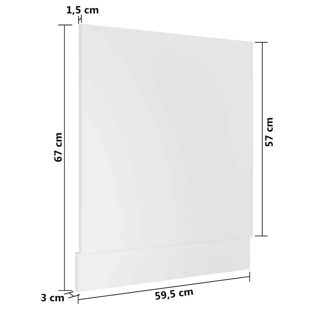 Dishwasher Front Cover White Engineered Wood 59.5cm x 67cm Kitchen Cabinet Panel