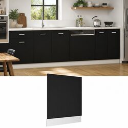 Elegant Black Dishwasher Panel for Kitchen Cabinets